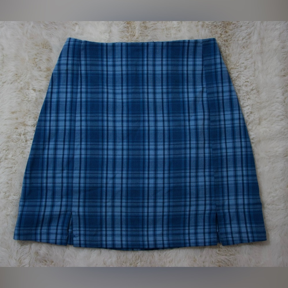 Womens Brandy Melville John Galt Cara Blue Plaid Mini Skirt